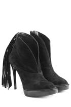 Burberry Prorsum Burberry Prorsum Suede Platform Ankle Boots With Fringe - Black