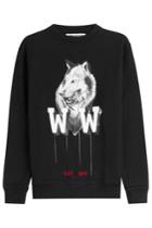 Off-white Off-white Cotton Crewneck Sweatshirt With Wolf Print - Black