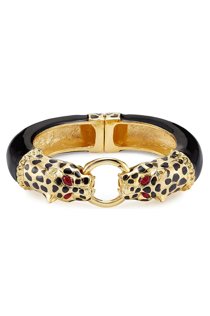 Kenneth Jay Lane Kenneth Jay Lane Gold-plated Resin Leopard Bracelet - Black
