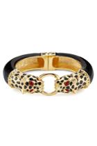 Kenneth Jay Lane Kenneth Jay Lane Gold-plated Resin Leopard Bracelet - Black