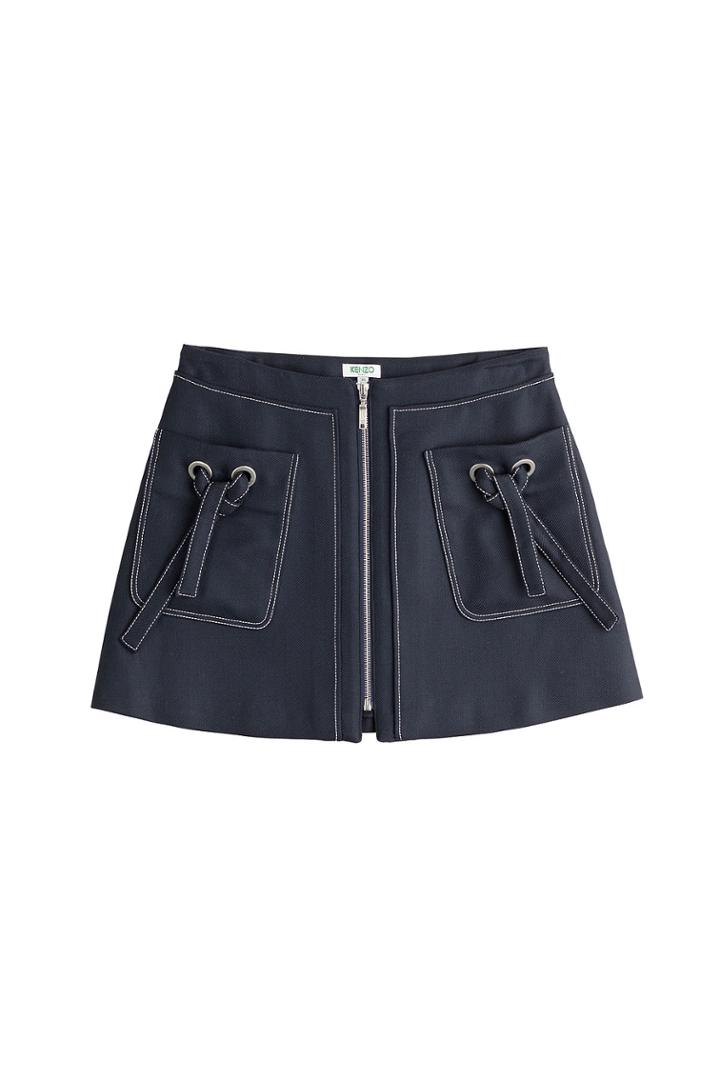 Kenzo Kenzo Zipped Denim Skirt - Blue