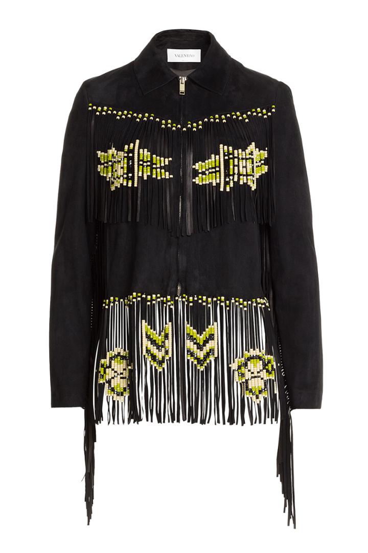 Valentino Valentino Fringed Suede Jacket - Black