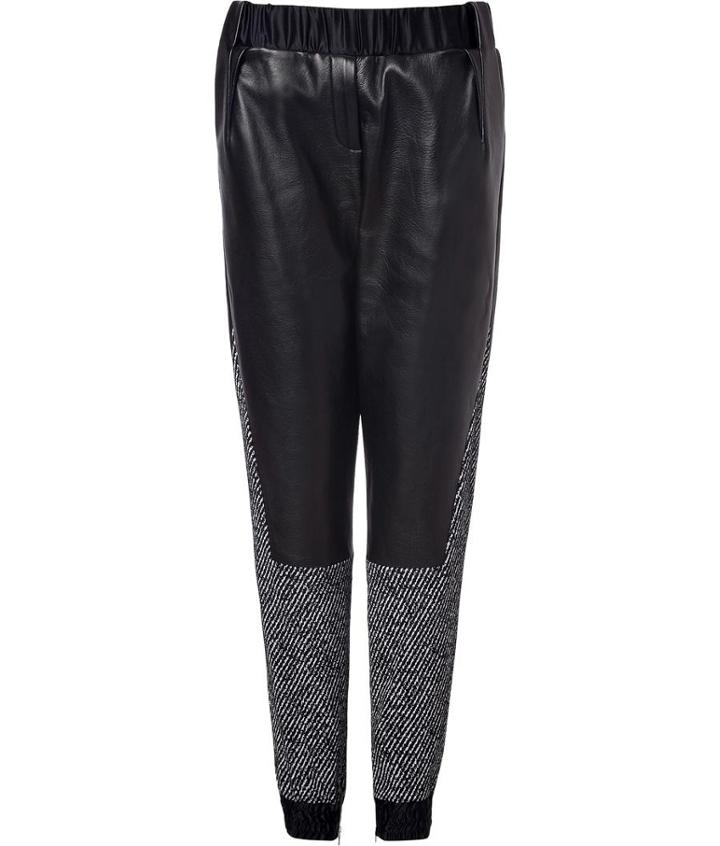 Prabal Gurung Leather And Tweed Track Pants