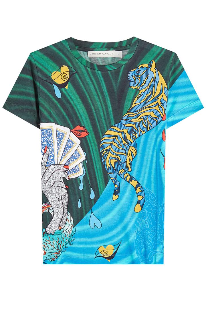 Mary Katrantzou Mary Katrantzou Printed Silk T-shirt