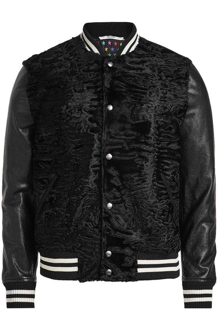 Valentino Valentino Leather And Astrakhan Blouson