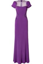 Elie Saab Sheer Panel Gown In Royal Purple