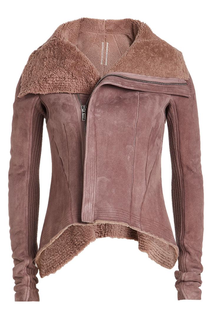 Rick Owens Rick Owens Suede And Shearling Asymmetric Jacket