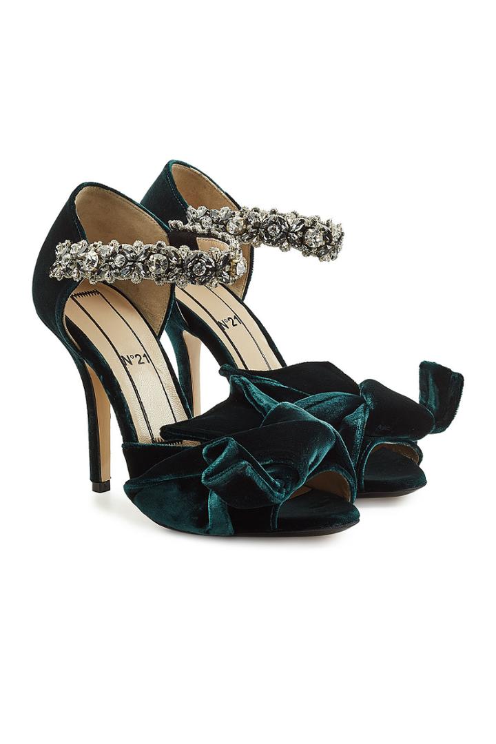 N 21 N&deg;21 Velvet Sandals With Embellished Straps