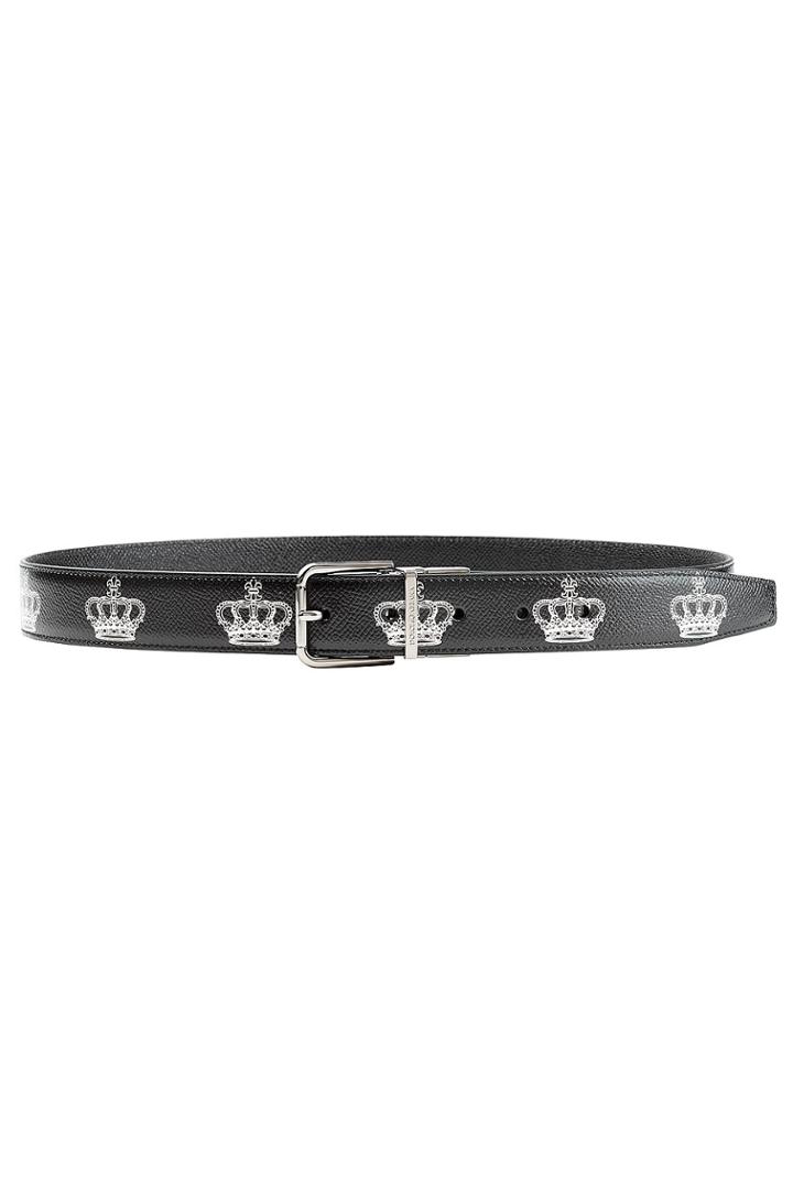 Dolce & Gabbana Dolce & Gabbana Printed Leather Belt - Black