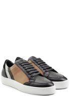 Burberry Shoes & Accessories Burberry Shoes & Accessories Checked Sneakers With Leather And Stud Embellishment - Multicolor