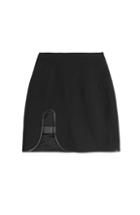 David Koma Leather Trimmed Mini Skirt