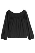 Ella Moss Ella Moss Peasant Top With Lace Crochet Trim - Black