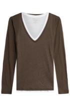 Majestic Majestic Layered Cotton Top With Cashmere - Green