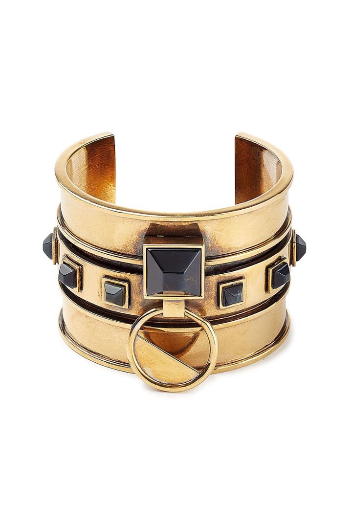 Alexander Mcqueen Alexander Mcqueen Embellished Brass Bangle - Multicolored