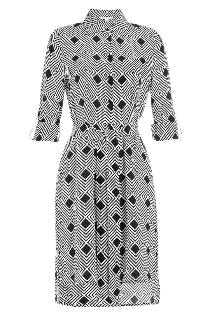 Diane Von Furstenberg Diane Von Furstenberg Printed Silk Shirt Dress - Multicolor