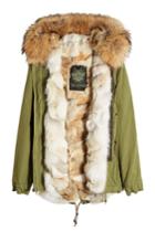 Mr & Mrs Italy Mr & Mrs Italy Army Mini Cotton Parka With Raccoon And Coyote Fur