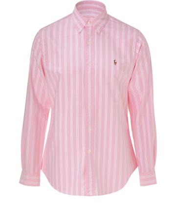 Ralph Lauren Pink/white Striped Cotton Custom Fit Oxford Shirt