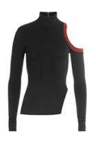 David Koma David Koma Knit Turtleneck With Cut-out Shoulder - Black