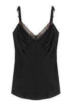 Diane Von Furstenberg Diane Von Furstenberg Silk Camisole With Lace Trim - Black