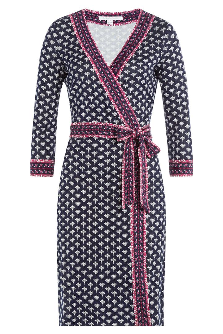 Diane Von Furstenberg Diane Von Furstenberg Printed Silk Wrap Dress - Blue