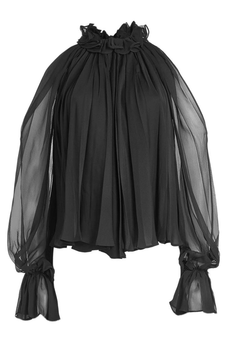 Jonathan Simkhai Jonathan Simkhai Silk Chiffon Cold Shoulder Blouse