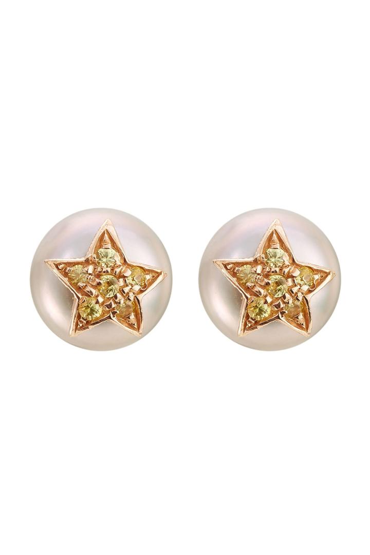 Carolina Bucci Carolina Bucci 18 Carat Gold Superstellar Stud Earrings With Pearl And Sapphires