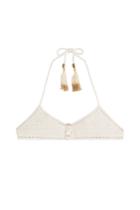 She Made Me She Made Me Crochet Knit Bikini Top - Beige