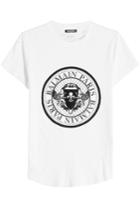 Balmain Balmain Distressed Printed Cotton T-shirt