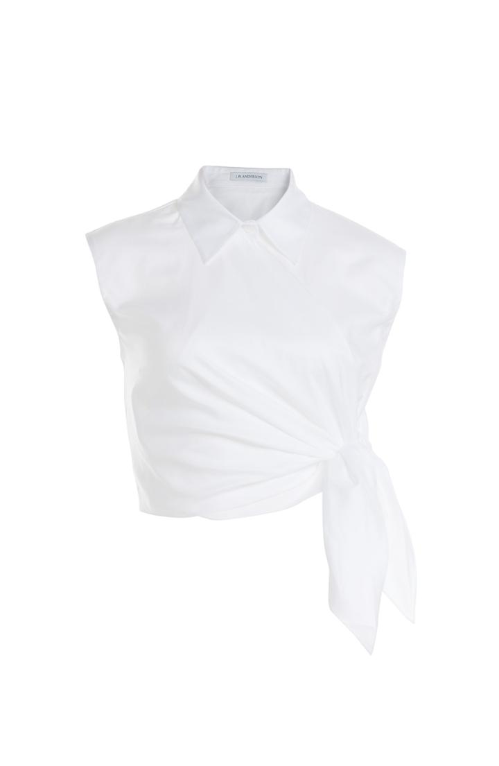 J.w. Anderson Cropped Cotton Top With Knot