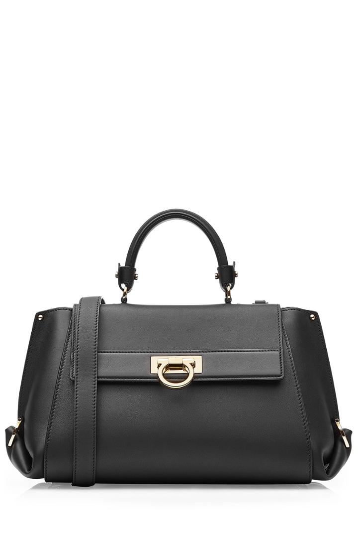 Salvatore Ferragamo Salvatore Ferragamo Sofia Leather Tote - Black