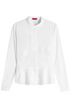Hugo Hugo Cotton Shirt With Peplum - White