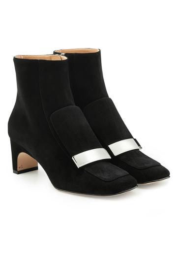 Sergio Rossi Sergio Rossi Suede Kitten Heel Ankle Boots