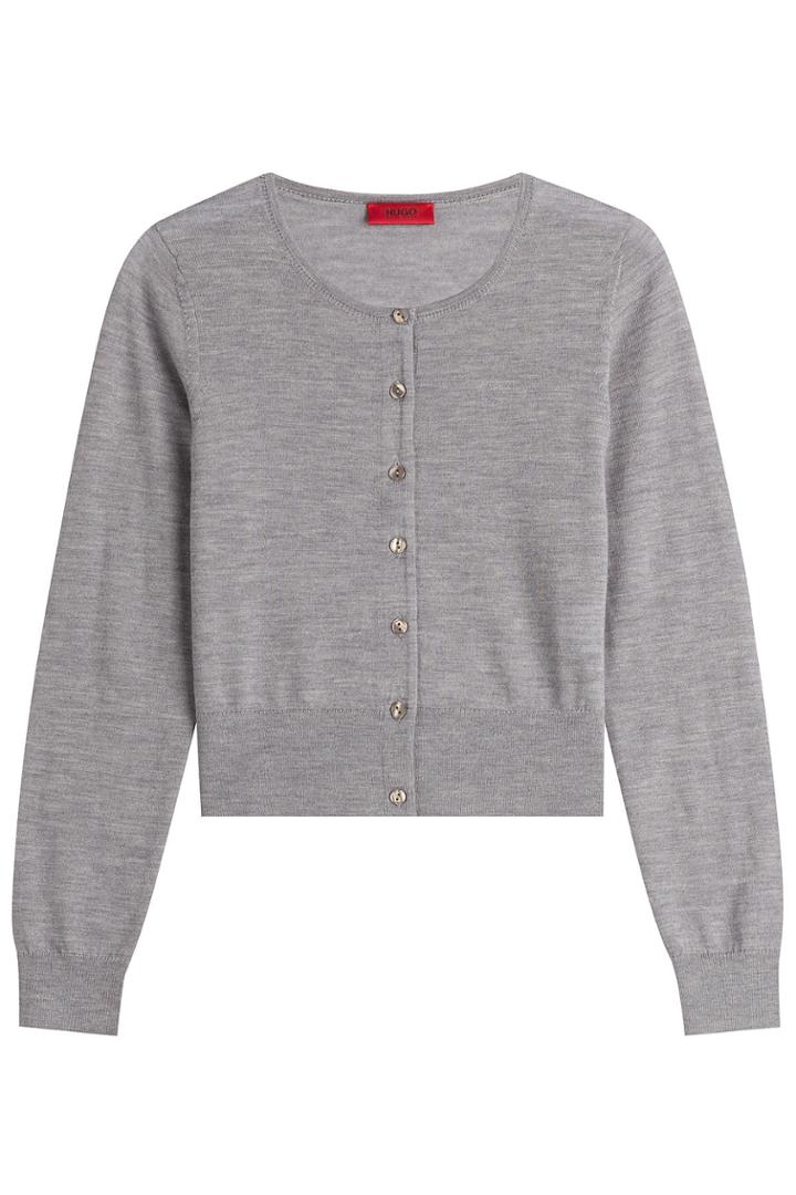Hugo Hugo Virgin Wool Cardigan - Grey