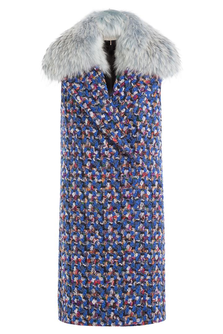 Emilio Pucci Emilio Pucci Virgin Wool Sleeveless Coat With Fur Collar - Multicolor
