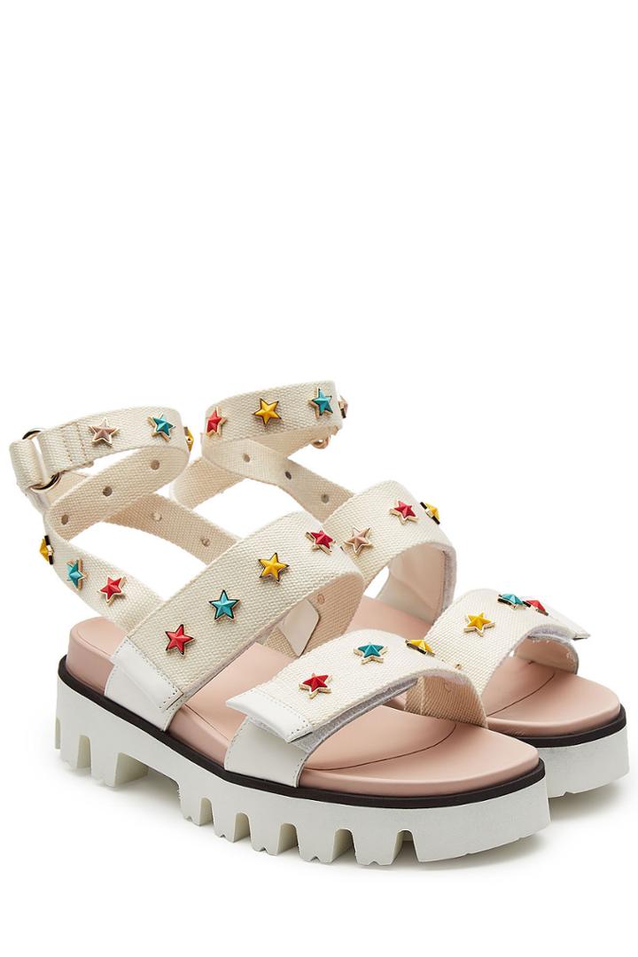 R.e.d Valentino R.e.d Valentino Studded Canvas Sandals