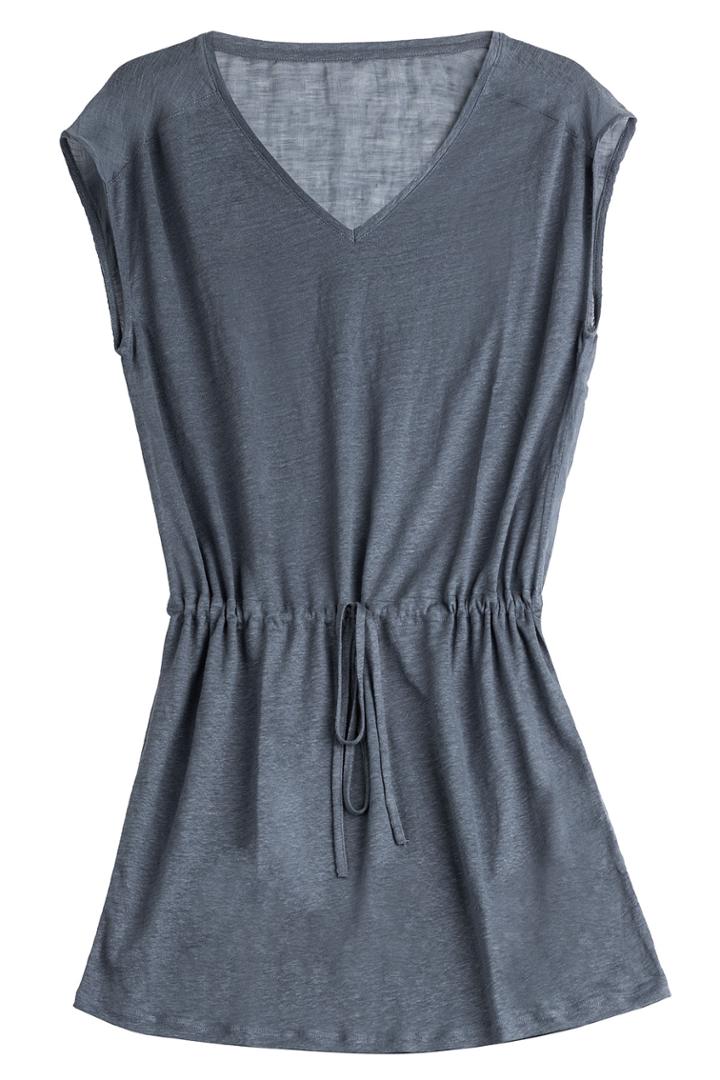 Majestic Majestic Linen Drawstring Dress - Blue