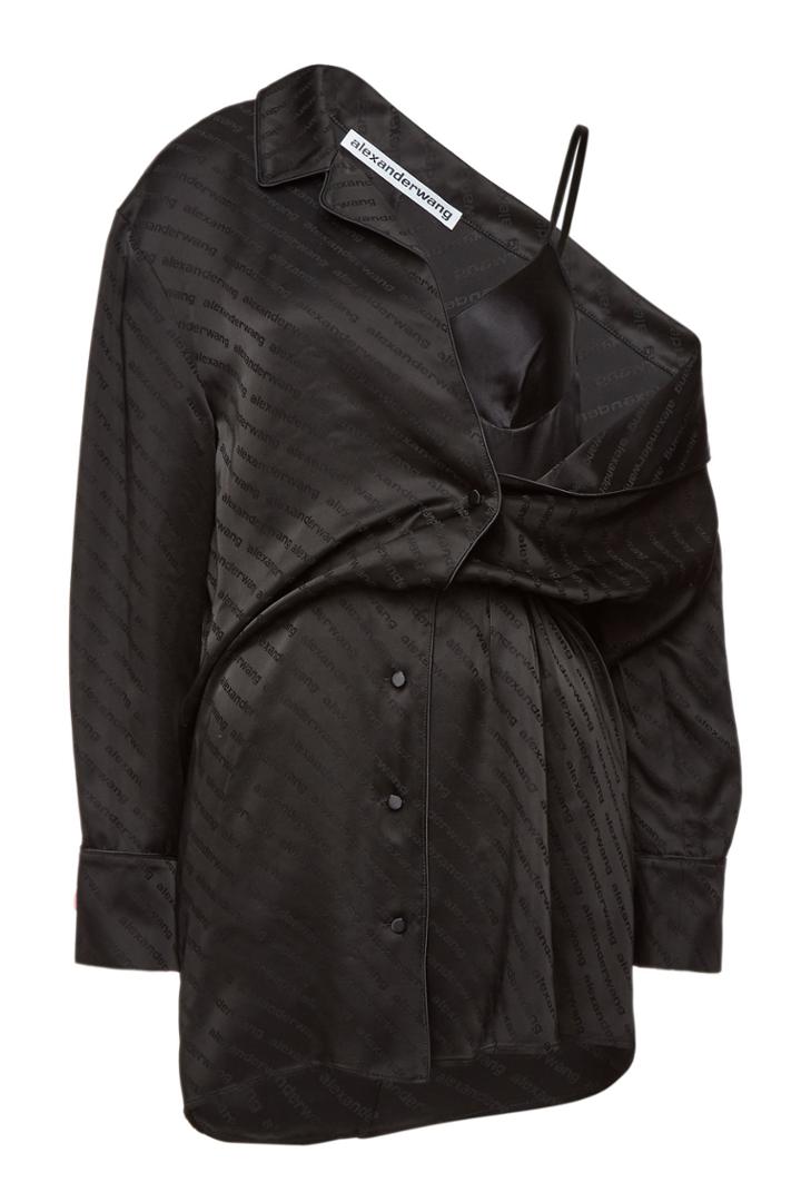 Alexander Wang Alexander Wang Asymmetric Shirt Dress With Lace