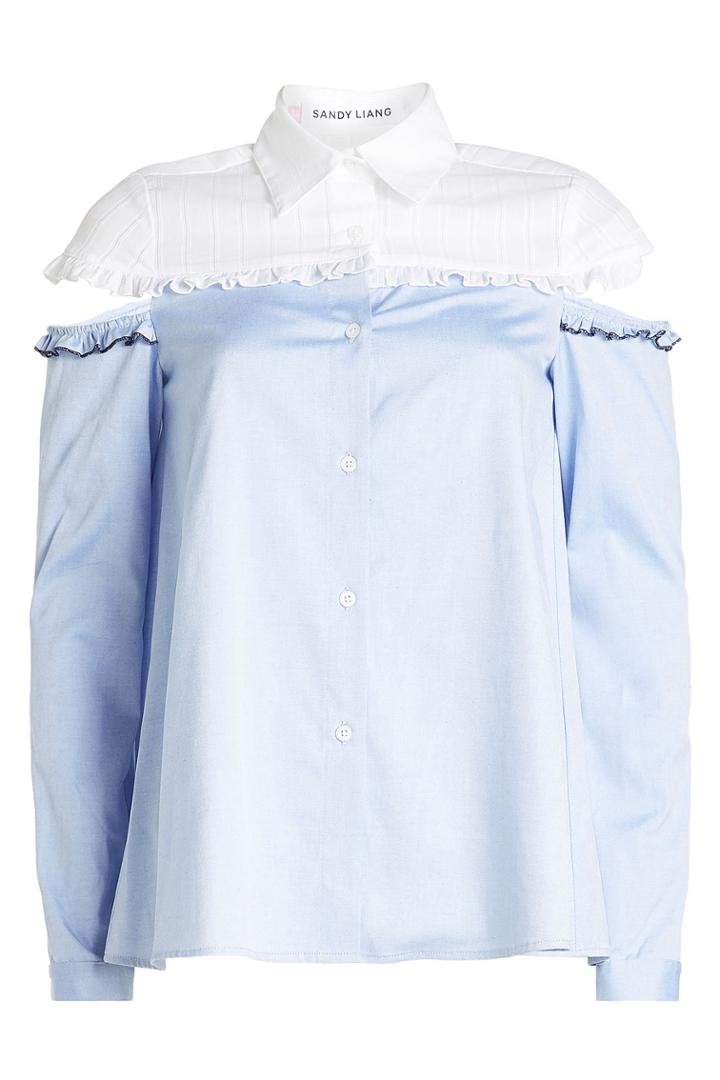Sandy Liang Sandy Liang Cotton Shirt With Cut-out Shoulders