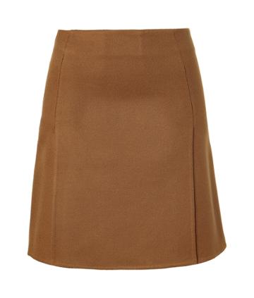 Salvatore Ferragamo Brown Sugar Wool And Cashmere Blend A-line Skirt