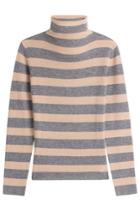 81 Hours 81 Hours Striped Cashmere Turtleneck Pullover - Grey