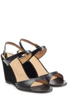 A.p.c. A.p.c. Leather And Suede Wedge Sandals - Black