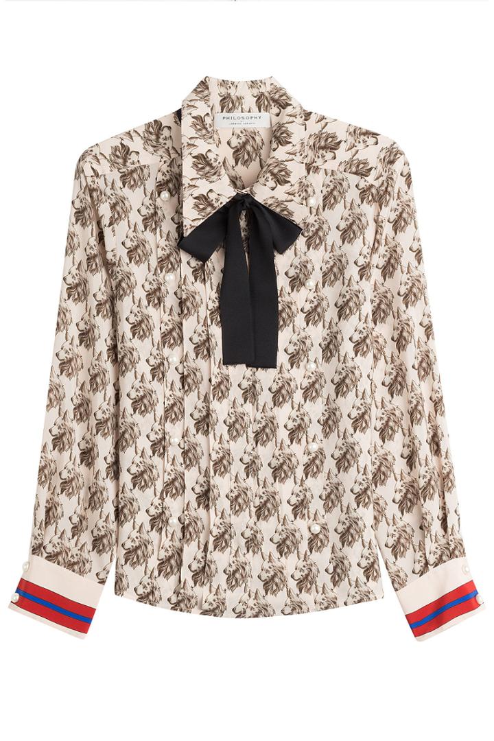 Philosophy Di Lorenzo Serafini Philosophy Di Lorenzo Serafini Printed Silk Blouse - Magenta