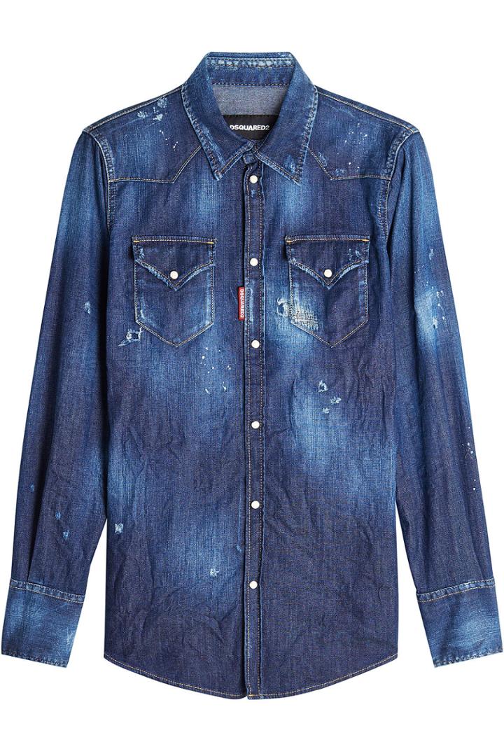 Dsquared2 Dsquared2 Denim Shirt With Distressed Details