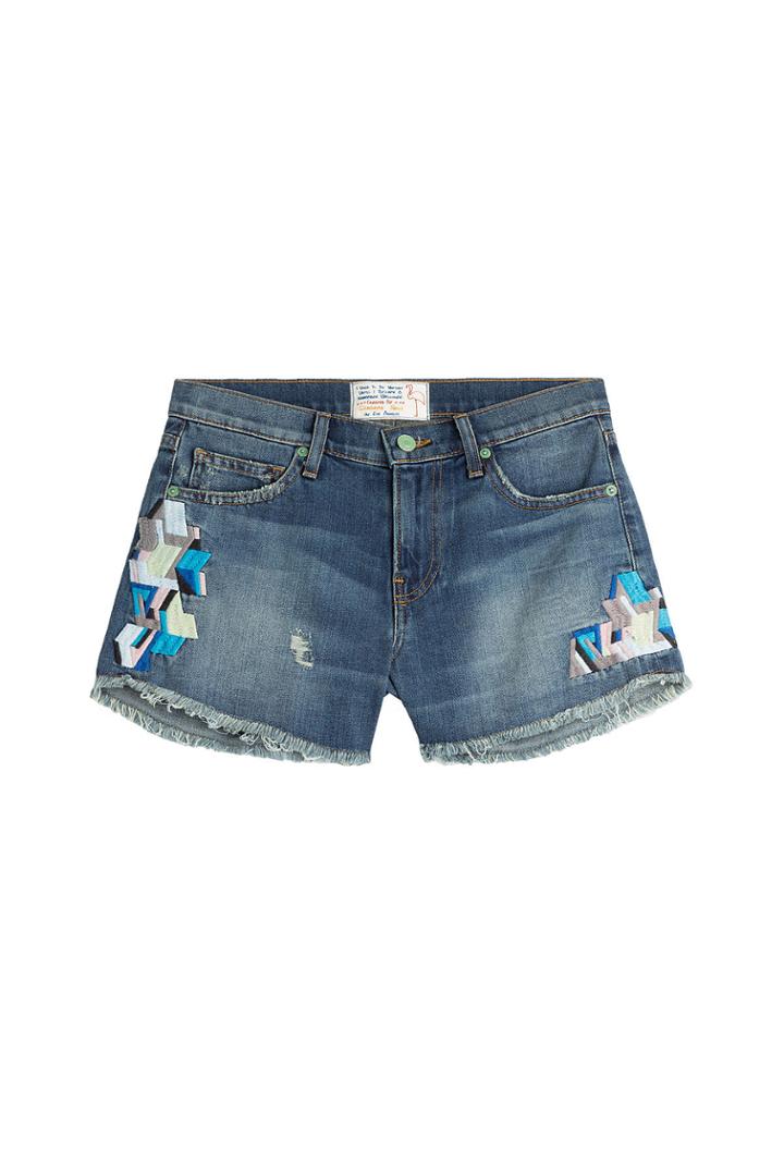 Sandrine Rose Sandrine Rose Embroidered Denim Shorts