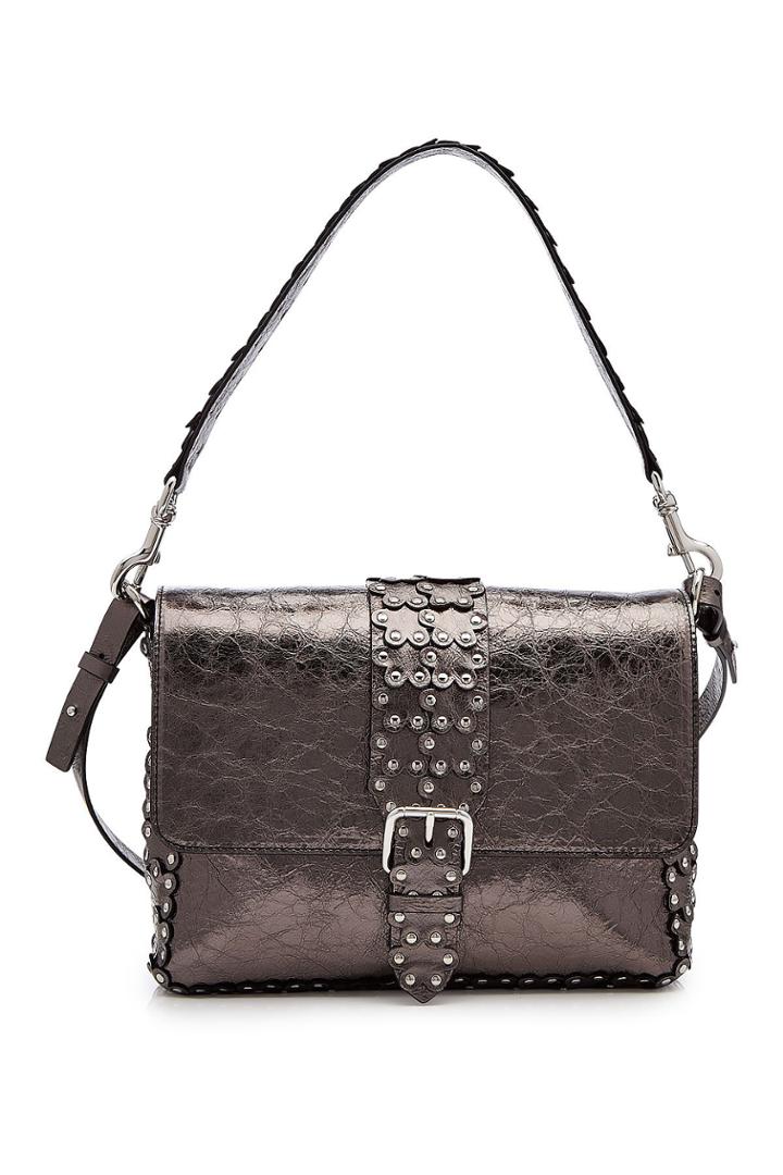 Red V Red (v) Embossed Leather Shoulder Bag