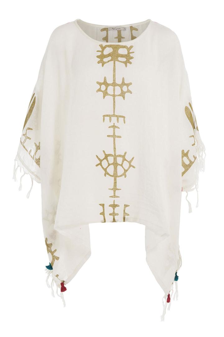 Mes Demoiselles Mes Demoiselles Cotton Poncho With Tassels