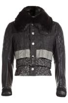 Dsquared2 Dsquared2 Denim Jacket With Leather, Wool And A Fur Collar - Black