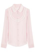 Red Valentino Red Valentino Silk Blouse With Lace Trim - Rose