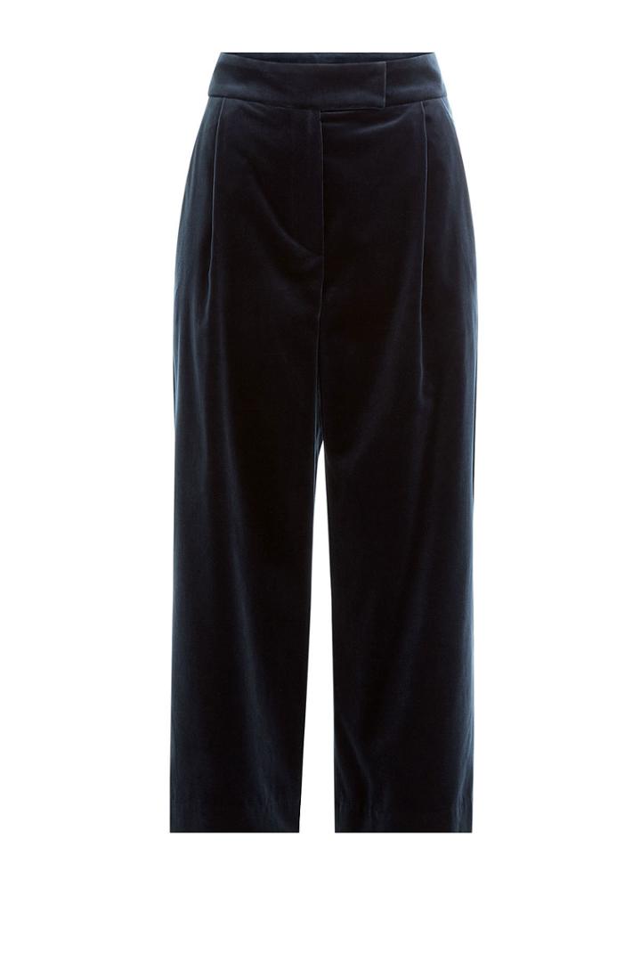 Brunello Cucinelli Brunello Cucinelli Wide Leg Cropped Velvet Pants - Blue