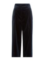 Brunello Cucinelli Brunello Cucinelli Wide Leg Cropped Velvet Pants - Blue